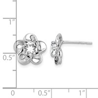 Sterling Silver Rhodium-plated Floral White Topaz Post Earrings view 4