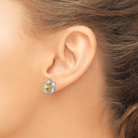 Sterling Silver Rhodium-plated Floral Citrine Post Earrings view 3