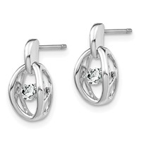 Sterling Silver Rhodium CZ Birthstone Vibrant Earrings view 2