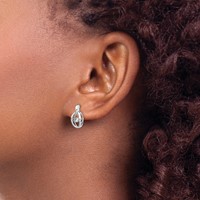Sterling Silver Rhodium CZ Birthstone Vibrant Earrings view 3