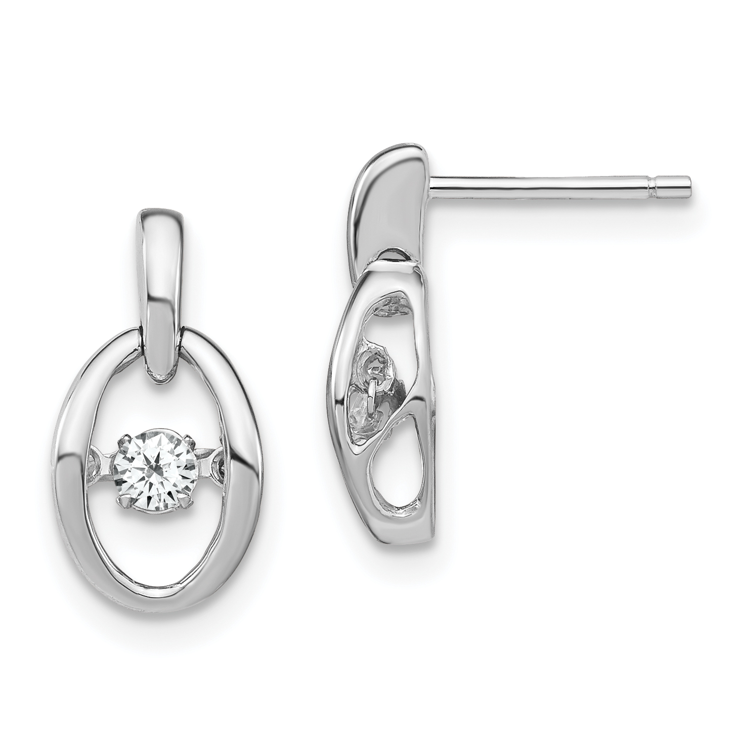 Sterling Silver Rhodium CZ Birthstone Vibrant Earrings (QBE32APR)