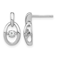 Sterling Silver Rhodium CZ Birthstone Vibrant Earrings view 1