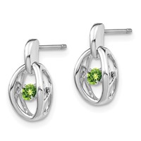 Sterling Silver Rhodium Peridot Birthstone Vibrant Earrings view 2