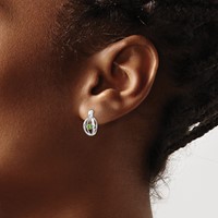 Sterling Silver Rhodium Peridot Birthstone Vibrant Earrings view 3