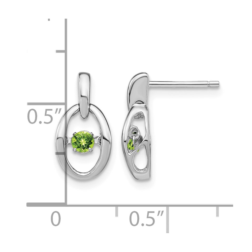 Sterling Silver Rhodium Peridot Birthstone Vibrant Earrings (QBE32AUG)