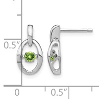 Sterling Silver Rhodium Peridot Birthstone Vibrant Earrings view 4