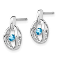 Sterling Silver Rhodium Blue Topaz Birthstone Vibrant Earrings view 2