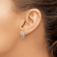 Sterling Silver Rhodium Blue Topaz Birthstone Vibrant Earrings view 3