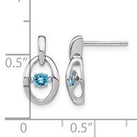 Sterling Silver Rhodium Blue Topaz Birthstone Vibrant Earrings view 4
