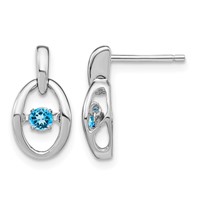 Sterling Silver Rhodium Blue Topaz Birthstone Vibrant Earrings view 1