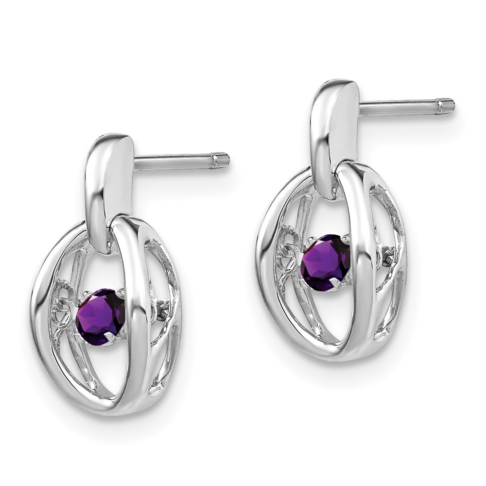 Sterling Silver Rhodium Amethyst Birthstone Vibrant Earrings (QBE32FEB)