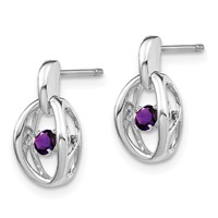 Sterling Silver Rhodium Amethyst Birthstone Vibrant Earrings view 2