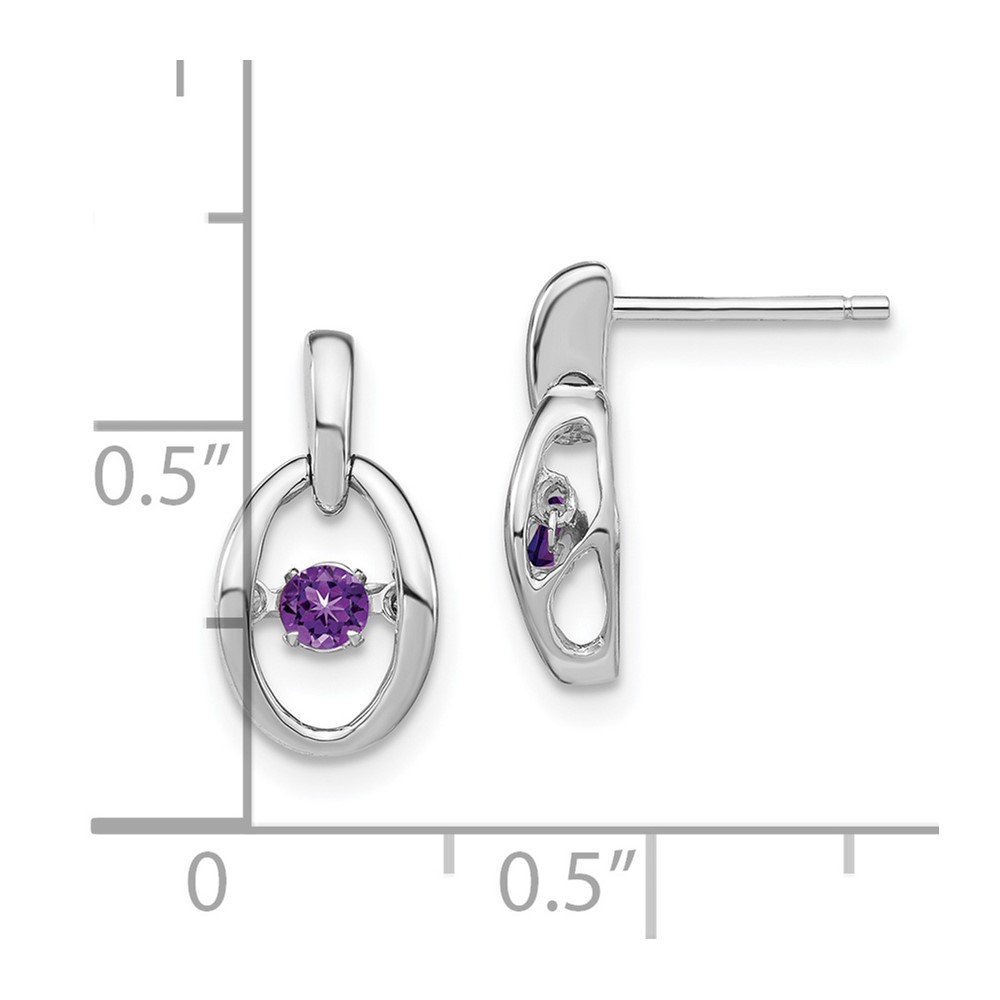 Sterling Silver Rhodium Amethyst Birthstone Vibrant Earrings (QBE32FEB)