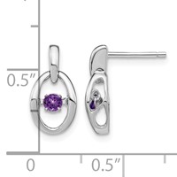 Sterling Silver Rhodium Amethyst Birthstone Vibrant Earrings view 4