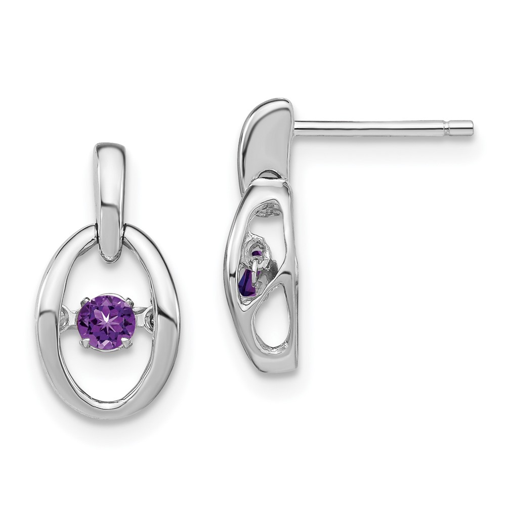 Sterling Silver Rhodium Amethyst Birthstone Vibrant Earrings (QBE32FEB)