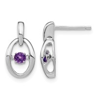 Sterling Silver Rhodium Amethyst Birthstone Vibrant Earrings view 1