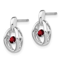 Sterling Silver Rhodium Garnet Birthstone Vibrant Earrings view 2