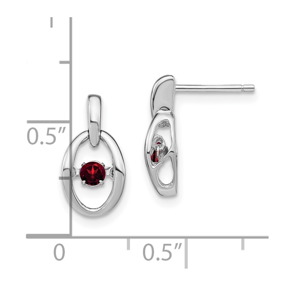 Sterling Silver Rhodium Garnet Birthstone Vibrant Earrings (QBE32JAN)
