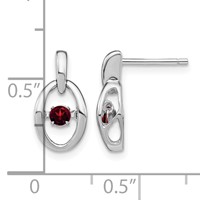 Sterling Silver Rhodium Garnet Birthstone Vibrant Earrings view 4