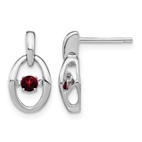 Sterling Silver Rhodium Garnet Birthstone Vibrant Earrings view 1