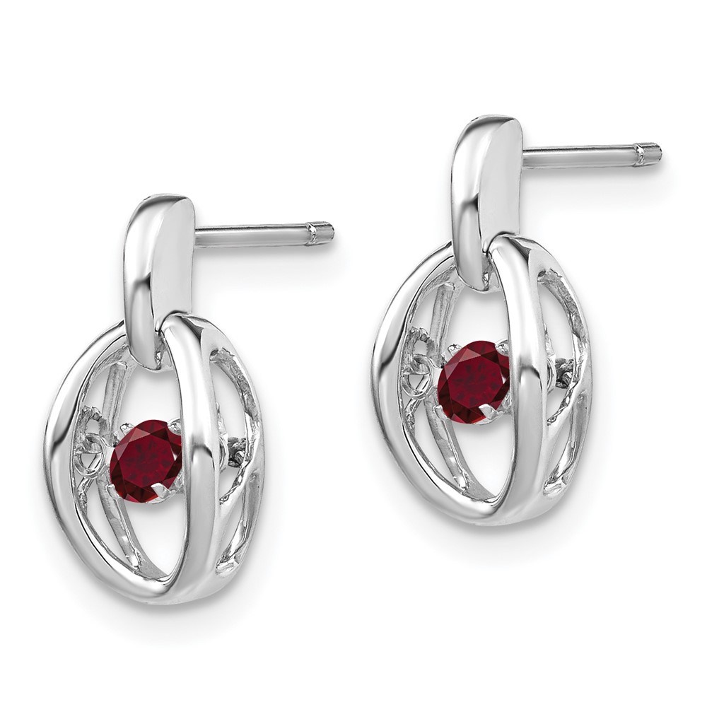 Sterling Silver Rhodium Plated Lab Created Ruby Birthstone Vibrant Earrings (QBE32JUL)