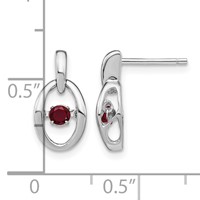 Sterling Silver Rhodium Plated Lab Created Ruby Birthstone Vibrant Earrings view 4