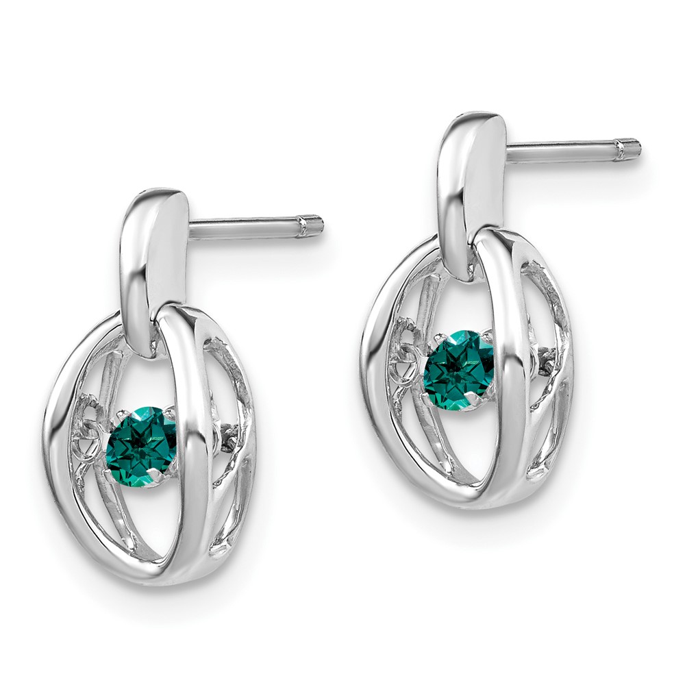 Sterling Silver Rhodium Created Alexandrite Birthstone Vibrant Earrings (QBE32JUN)