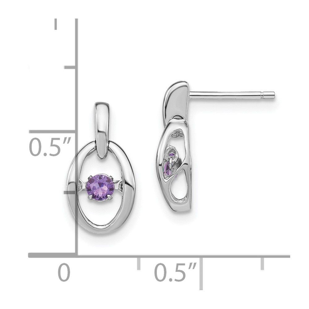 Sterling Silver Rhodium Created Alexandrite Birthstone Vibrant Earrings (QBE32JUN)
