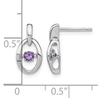 Sterling Silver Rhodium Created Alexandrite Birthstone Vibrant Earrings view 4