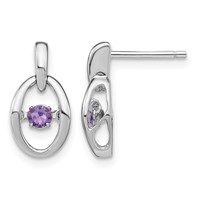Sterling Silver Rhodium Created Alexandrite Birthstone Vibrant Earrings view 1