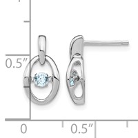 Sterling Silver Rhodium Aquamarine Birthstone Vibrant Earrings view 4