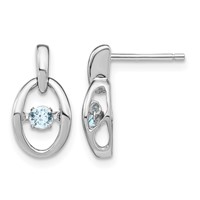 Sterling Silver Rhodium Aquamarine Birthstone Vibrant Earrings view 1