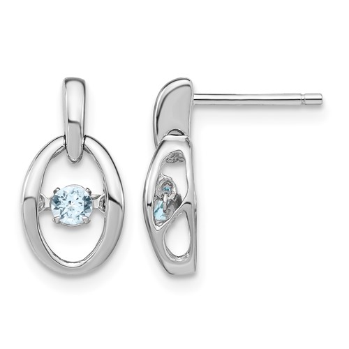 Sterling Silver Rhodium Aquamarine Birthstone Vibrant Earrings