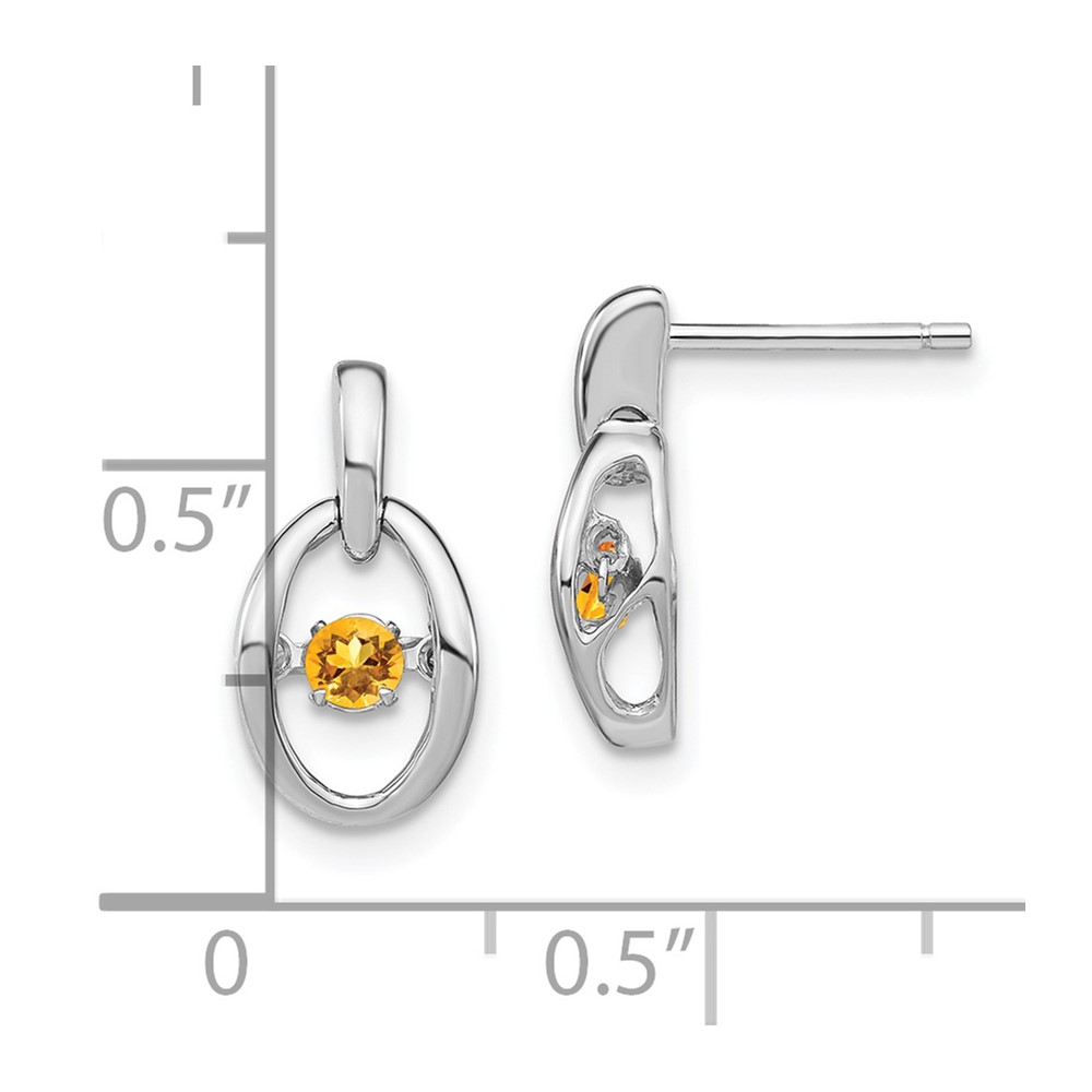 Sterling Silver Rhodium Citrine Birthstone Vibrant Earrings (QBE32NOV)