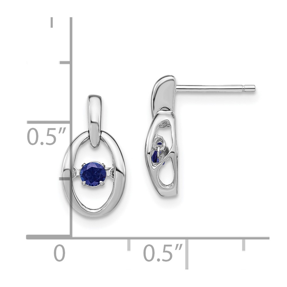 Sterling Silver Rhodium Created Blue Sapphire Birthstone Vibrant Earrings (QBE32SEP)
