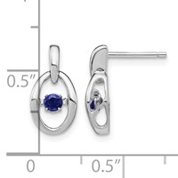 Sterling Silver Rhodium Created Blue Sapphire Birthstone Vibrant Earrings view 4