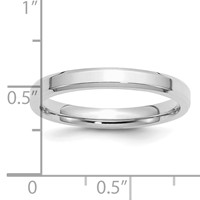 Sterling Silver Rhodium-plated 3mm Bevel Edge Band view 4