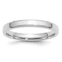 Sterling Silver Rhodium-plated 3mm Bevel Edge Band view 1