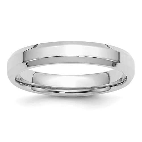 Sterling Silver Rhodium-plated 4mm Bevel Edge Band, Size 6