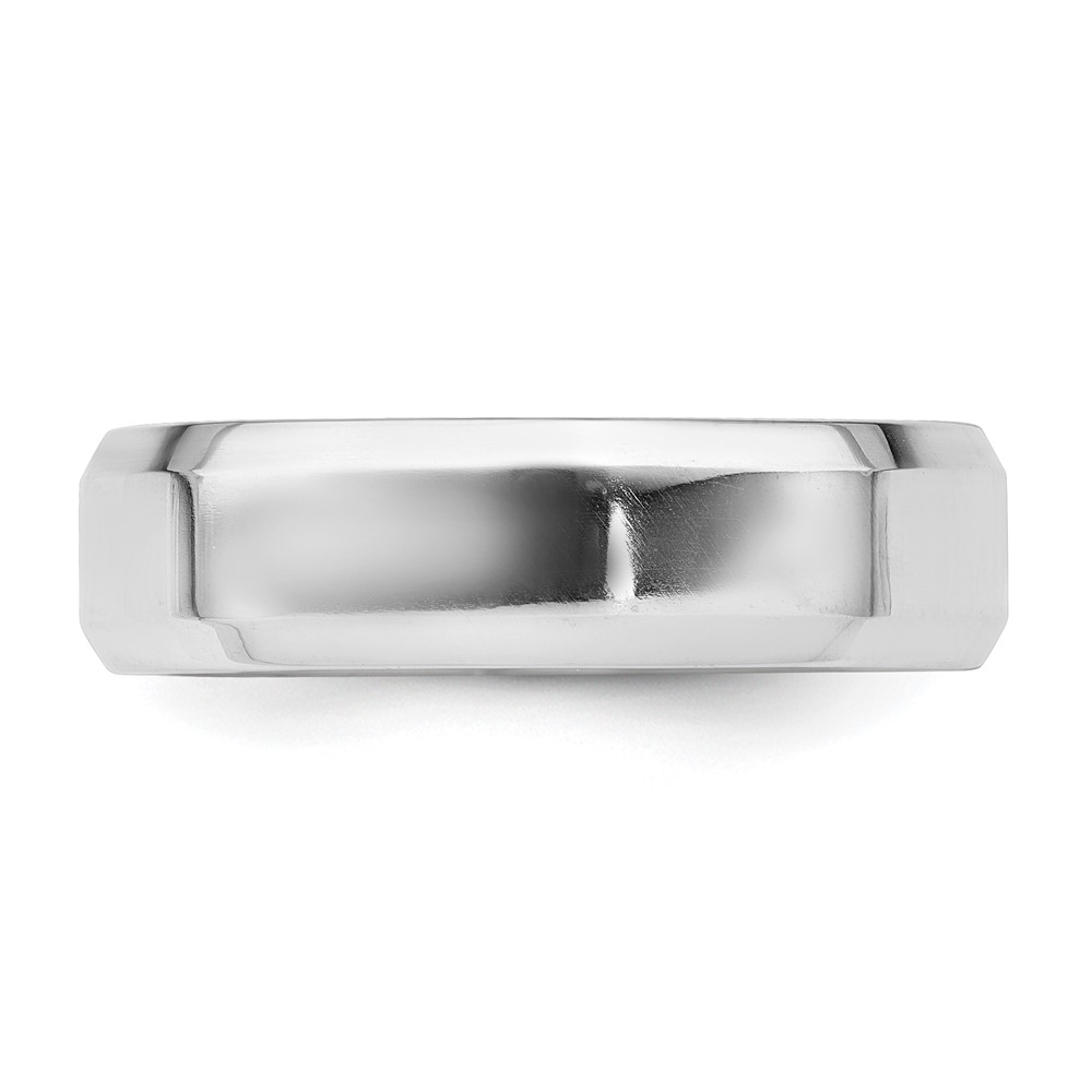 Sterling Silver Rhodium-plated 6mm Bevel Edge Size 9 Band (QBEC060RH-9)