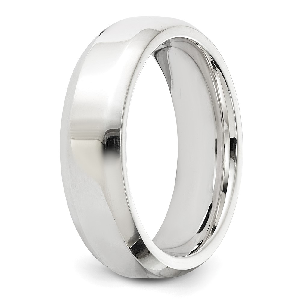 Sterling Silver Rhodium-plated 6mm Bevel Edge Size 9 Band (QBEC060RH-9)