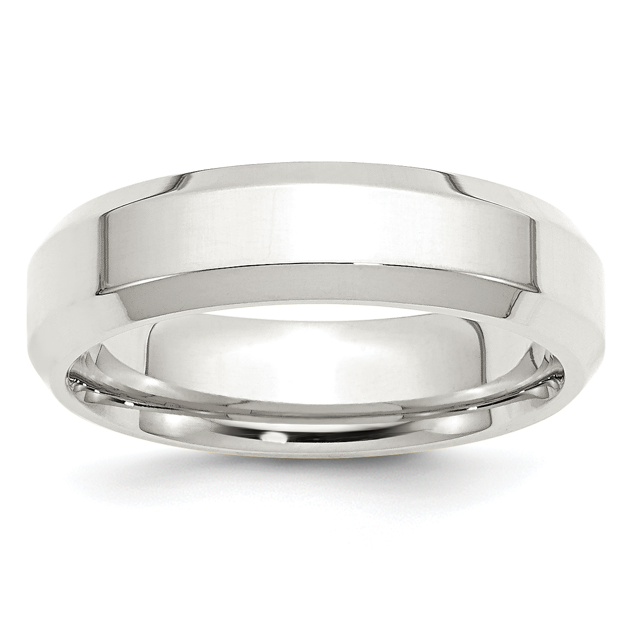 Sterling Silver 6mm Beveled Edge Size 10 Band (QBEC060-10)