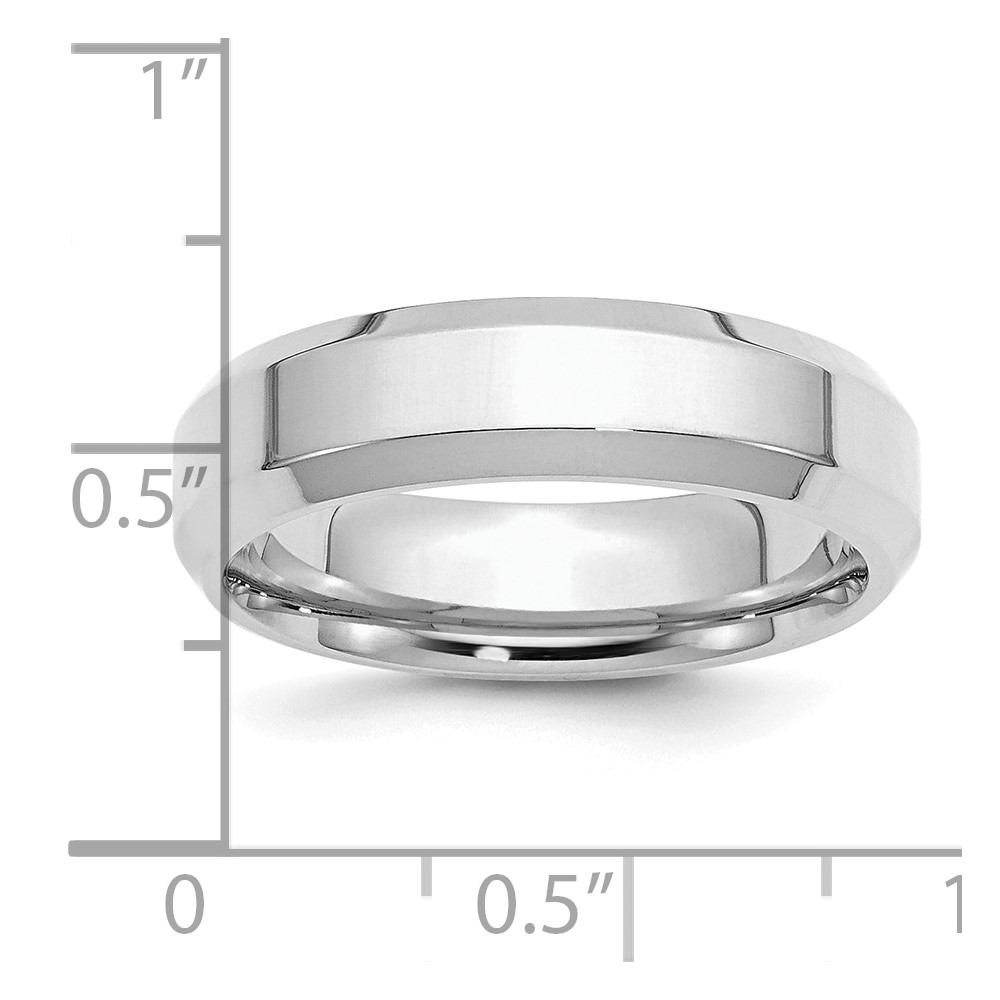 Sterling Silver Rhodium-plated 6mm Bevel Edge Size 9 Band (QBEC060RH-9)