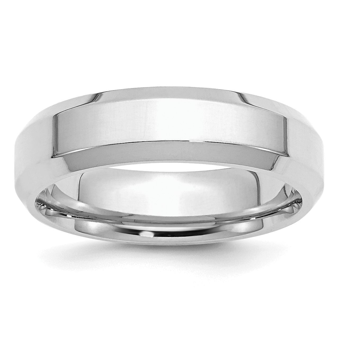 Sterling Silver Rhodium-plated 6mm Bevel Edge Size 10 Band (QBEC060RH-10)
