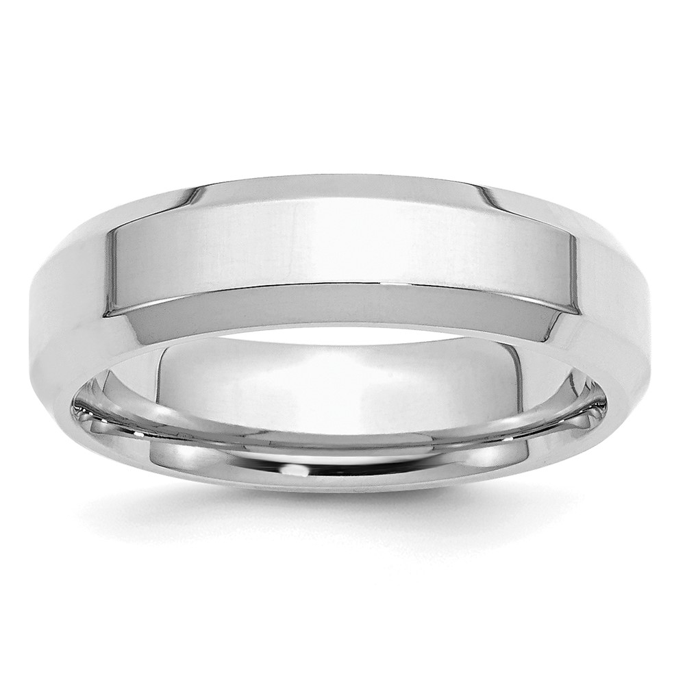 Sterling Silver Rhodium-plated 6mm Bevel Edge Size 10 Band (QBEC060RH-10)