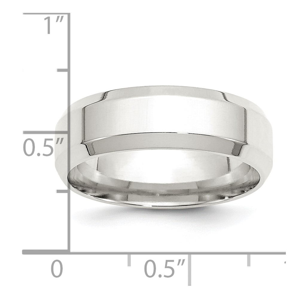 Sterling Silver 7mm Beveled Edge Size 10 Band (QBEC070-10)
