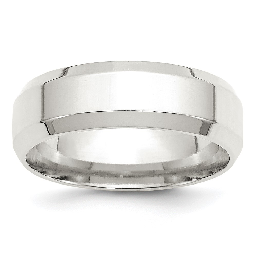 Sterling Silver 7mm Beveled Edge Size 10 Band (QBEC070-10)