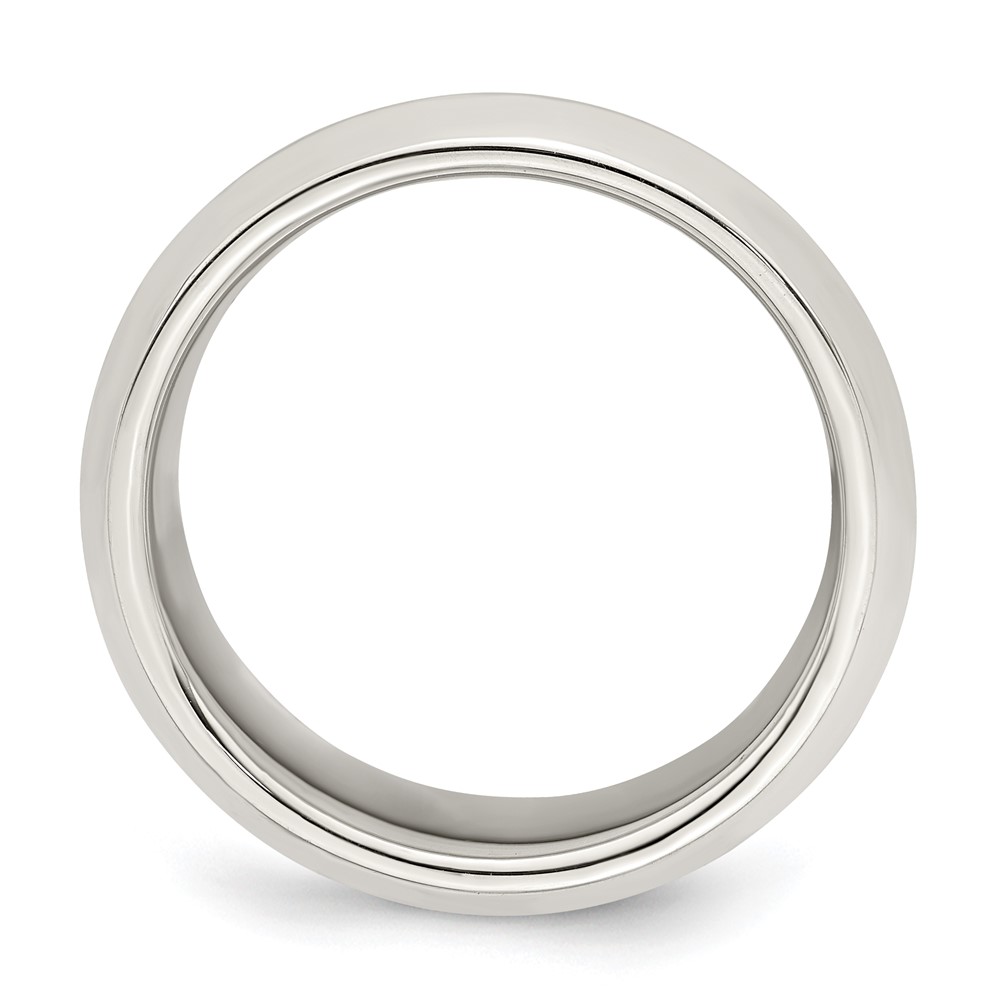 Sterling Silver 8mm Beveled Edge Size 5 Band (QBEC080-5)