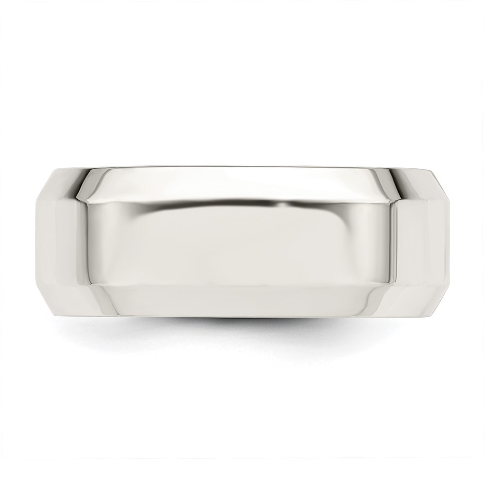Sterling Silver 8mm Beveled Edge Size 5 Band (QBEC080-5)