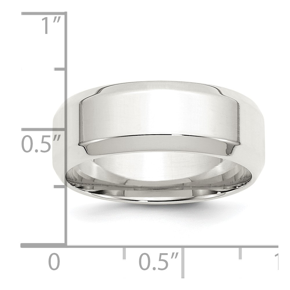 Sterling Silver 8mm Beveled Edge Size 5 Band (QBEC080-5)